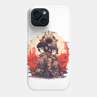 Comic-Style: AI Cyborg Robot Sisters and the Apocalypse Phone Case