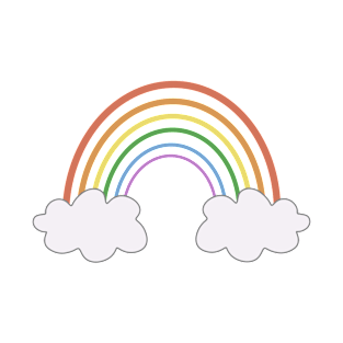 Simple Line Drawn Rainbow with Clouds T-Shirt