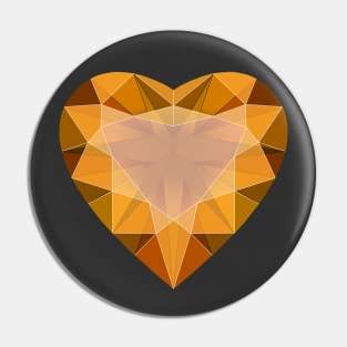 Orange Citrine Heart Shaped Gemstone Pin