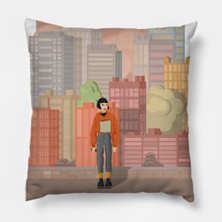 girl in a big city Pillow