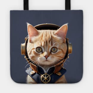 Funny Vintage Steampunk Cat Pilot Tote