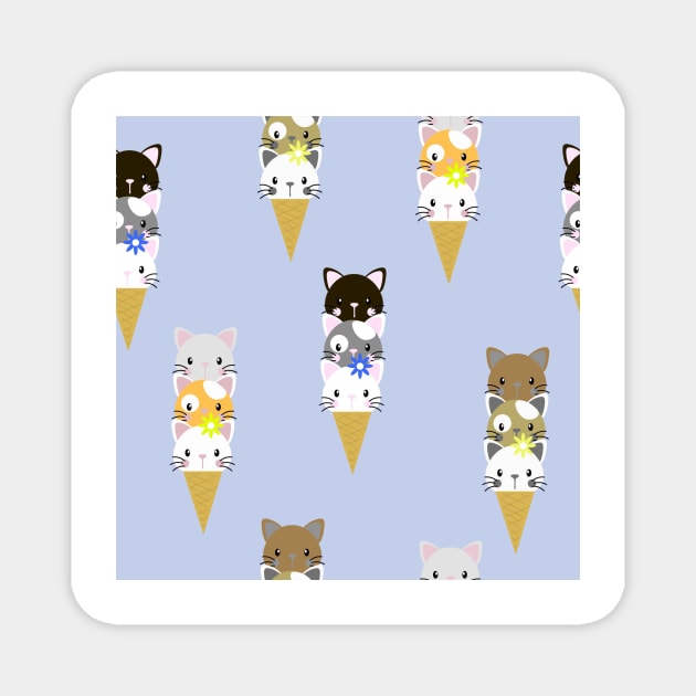 Cute Ice Cream Cats Kids Pattern Seamless Magnet by MichelMM