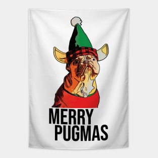 Funny Merry Pugmas Tapestry