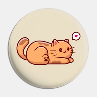 Cute Cat Laying Down On The Floor Cartoon Pin