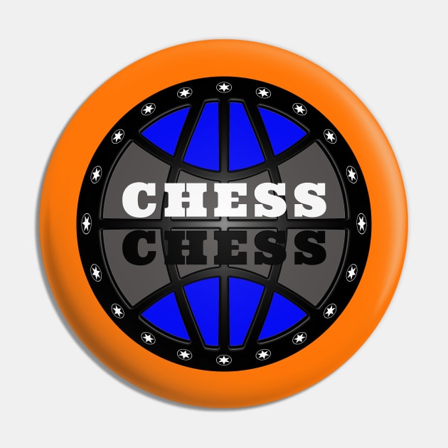 Chess Logo in Black, White and Blue Pin by The Black Panther