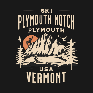 Plymouth Notch ski and Snowboarding Gift: Hit the Slopes in Style at Plymouth, Vermont Iconic American Mountain Resort T-Shirt