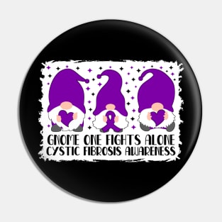 Gnome One Fights Alone Cystic Fibrosis Awareness Pin