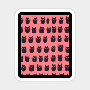 Black Cat Pattern, modern bright and pink Magnet