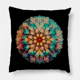 Silent Friendship Vintage Stained Glass Mandala Pillow