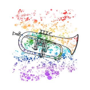 Flugelhorn Rainbow Colours Hornist Brass Musician T-Shirt