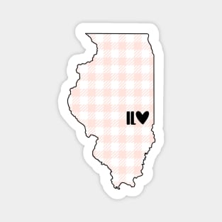 USA States: Illinois (pink plaid) Magnet