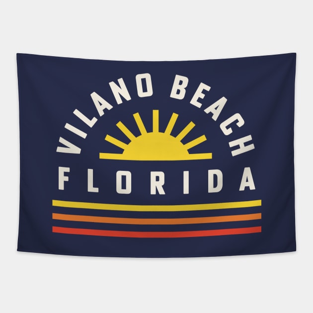 Vilano Beach Florida St. Augustine Retro Vintage Sunset Tapestry by PodDesignShop