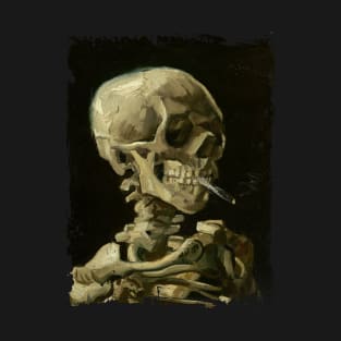 Vincent Van gogh skeleton with burning cigarette T-Shirt