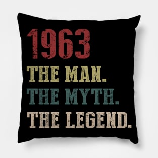 Vintage 1963 The Man The Myth The Legend Gift 57th Birthday Pillow