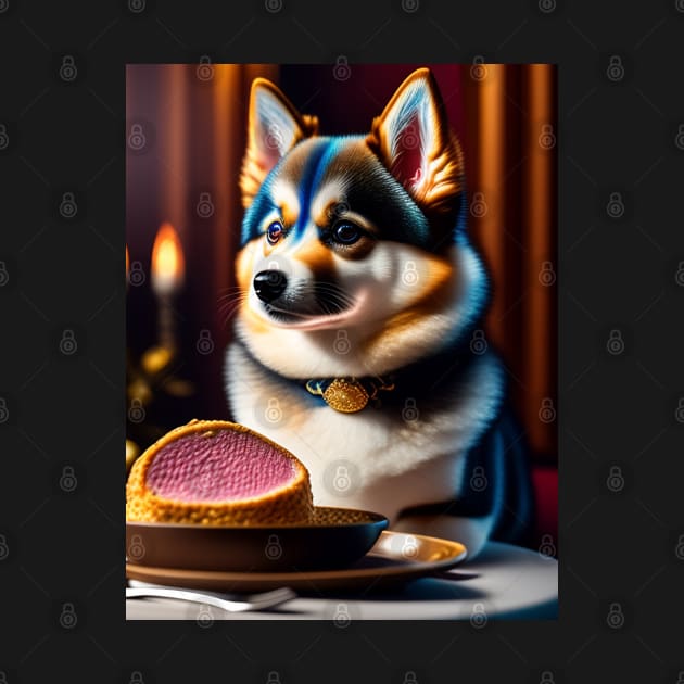 Luxurious Pomsky Puppy Dines in Style at High-End Restaurant by Enchanted Reverie