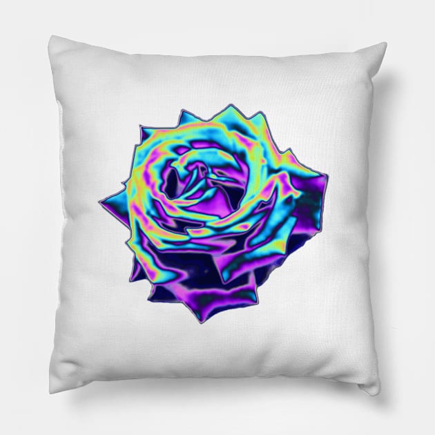 Electric Violet Holo Rose Pillow by dinaaaaaah