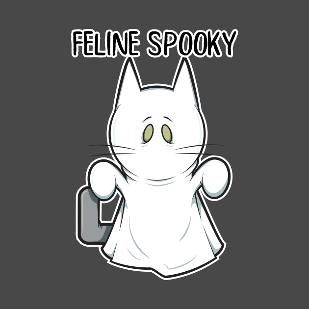 funny cute spooky halloween ghost cat by CoySoup