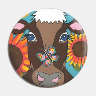 BROWN Cow Lover Acyrlic Painting Pin