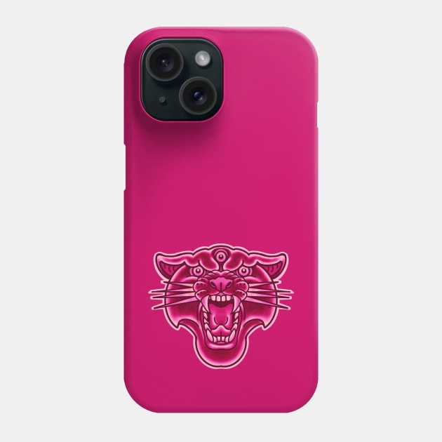 oldschool tattoo style pink panther head Phone Case by weilertsen