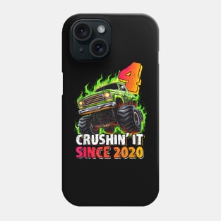 Monster Truck 4 Year Old Boys 4th Birthday Party Born 2020 Phone Case