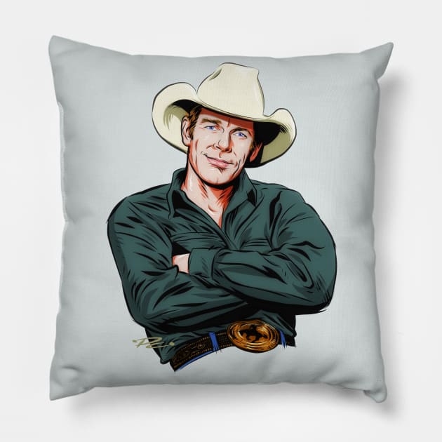 Chris LeDoux - An illustration by Paul Cemmick Pillow by PLAYDIGITAL2020