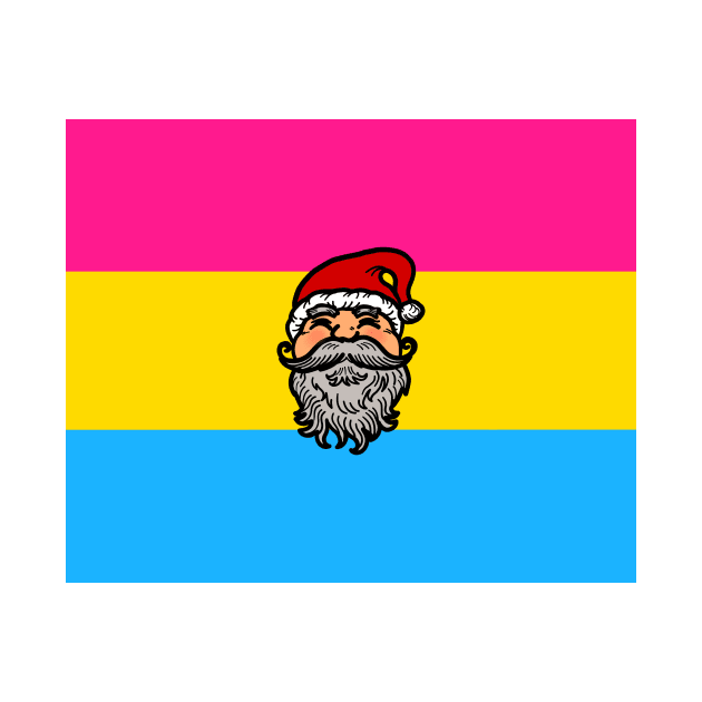 Drawing of Santa Claus face on Pansexual pride flag background t by Nalidsa