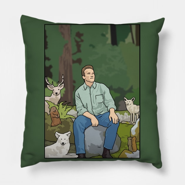 Arnold Schwarzenegger "One With Nature" Pillow by Third Wheel Tees