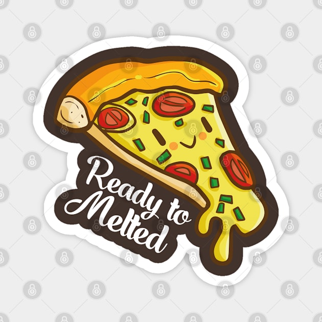 Funny Melting Pizza Magnet by Jocularity Art