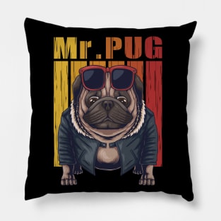 Mr. pug vintage Pillow
