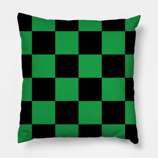 Black and green checkerboard print Pillow