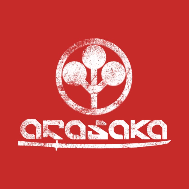 Arasaka logo distressed white with sword by Magnetar