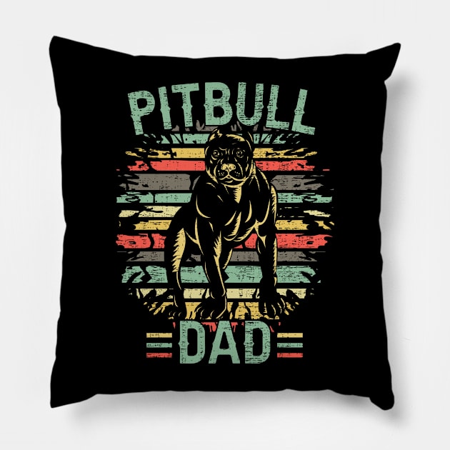 Pitbull Dad Retro Pillow by Ruffeli