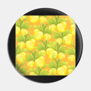 Graphic lemon on orange Pin