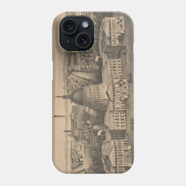 Vintage Pictorial Map of Washington DC (1864) Phone Case by Bravuramedia