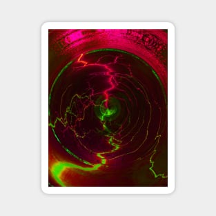 Digital collage, special processing. Energy flows, pink and green. Magnet