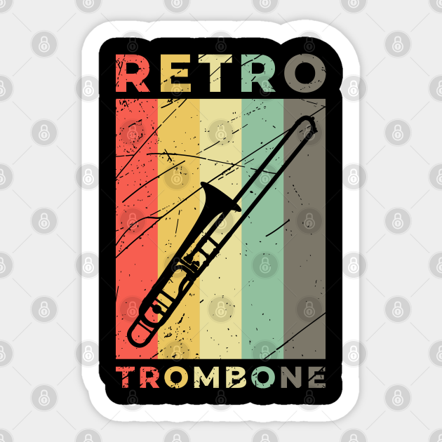 Trombone Jazz Gift Musical Instrument Vintage - Equipment - Sticker