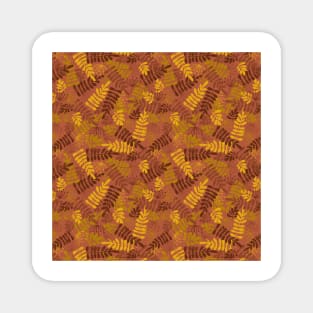 Fall Leaves Red Green Yellow On Rusty Pink Magnet