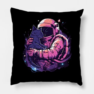 Astronaut is holding a cat Pillow