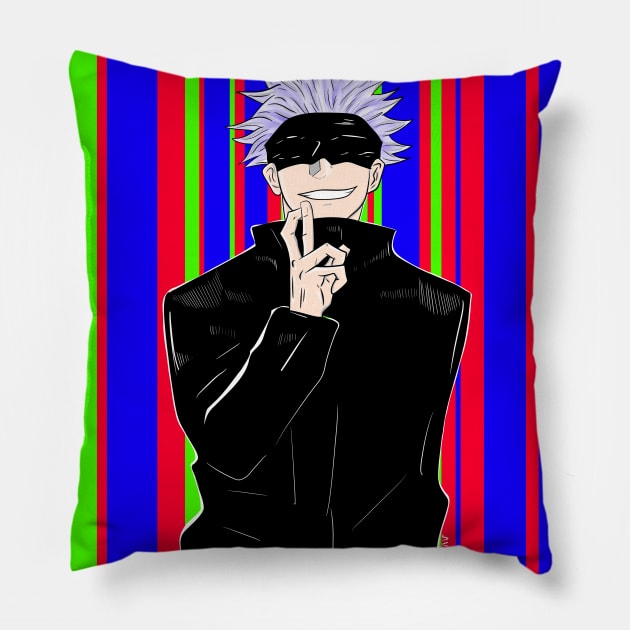 rainbow sensei the shaman gojo Pillow by jorge_lebeau