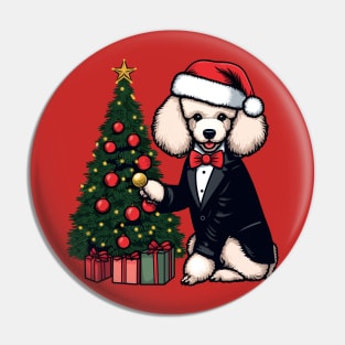 Poodle Dog Christmas Pin