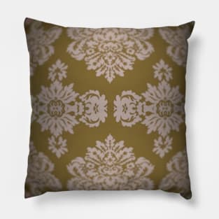 Avocado Green Wallpaper Design Retro Vintage Damask Pillow