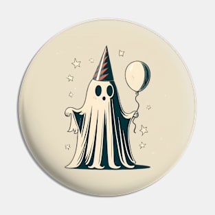 cute ghost holding ballon retro Pin