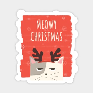 Cat Reindeer Christmas Magnet