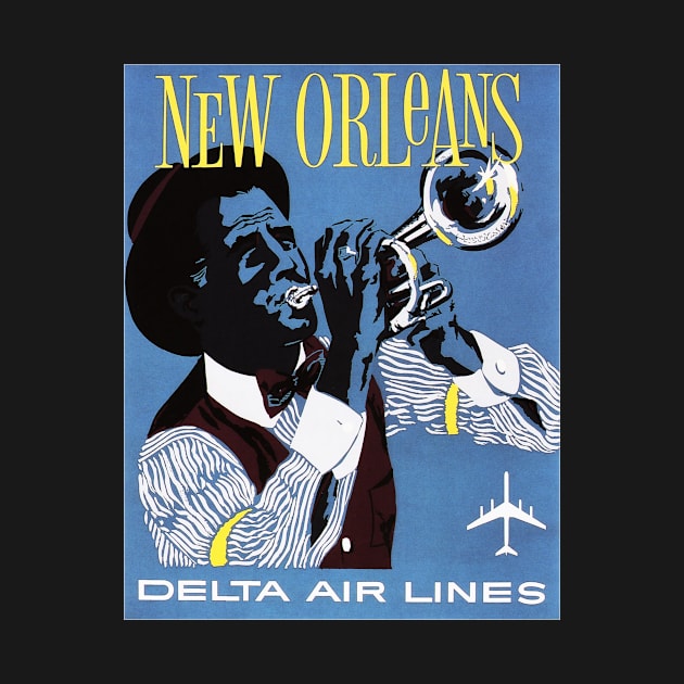 Travel to NEW ORLEANS for Jazz Festival Advertisement Vintage Airline by vintageposters