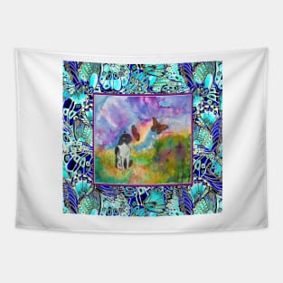 Cat & Monarchs (Butterfly Wing Trim) Tapestry