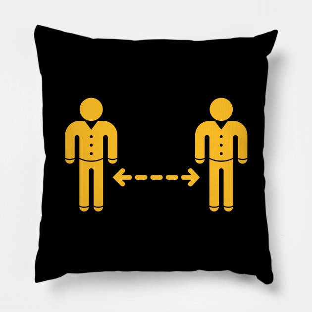 Keep Distance! (Corona Virus / Pictogram / Icon / Gold) Pillow by MrFaulbaum