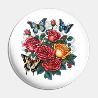 Beautiful Butterflies and Colourful Roses Pin