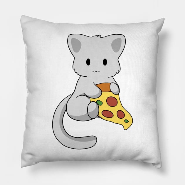 Grey Cat with Pizza Pillow by BiscuitSnack