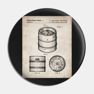 Beer Keg Patent - Beer Lover Craft Ale Art - Antique Pin