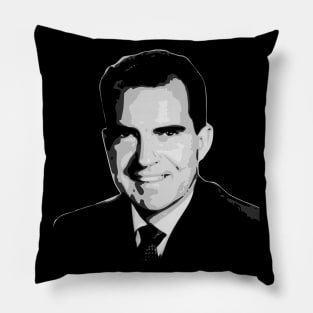 Richard Nixon Black and White Pillow